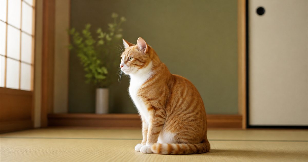 オレンジと白の縞模様を持つ茶トラ猫